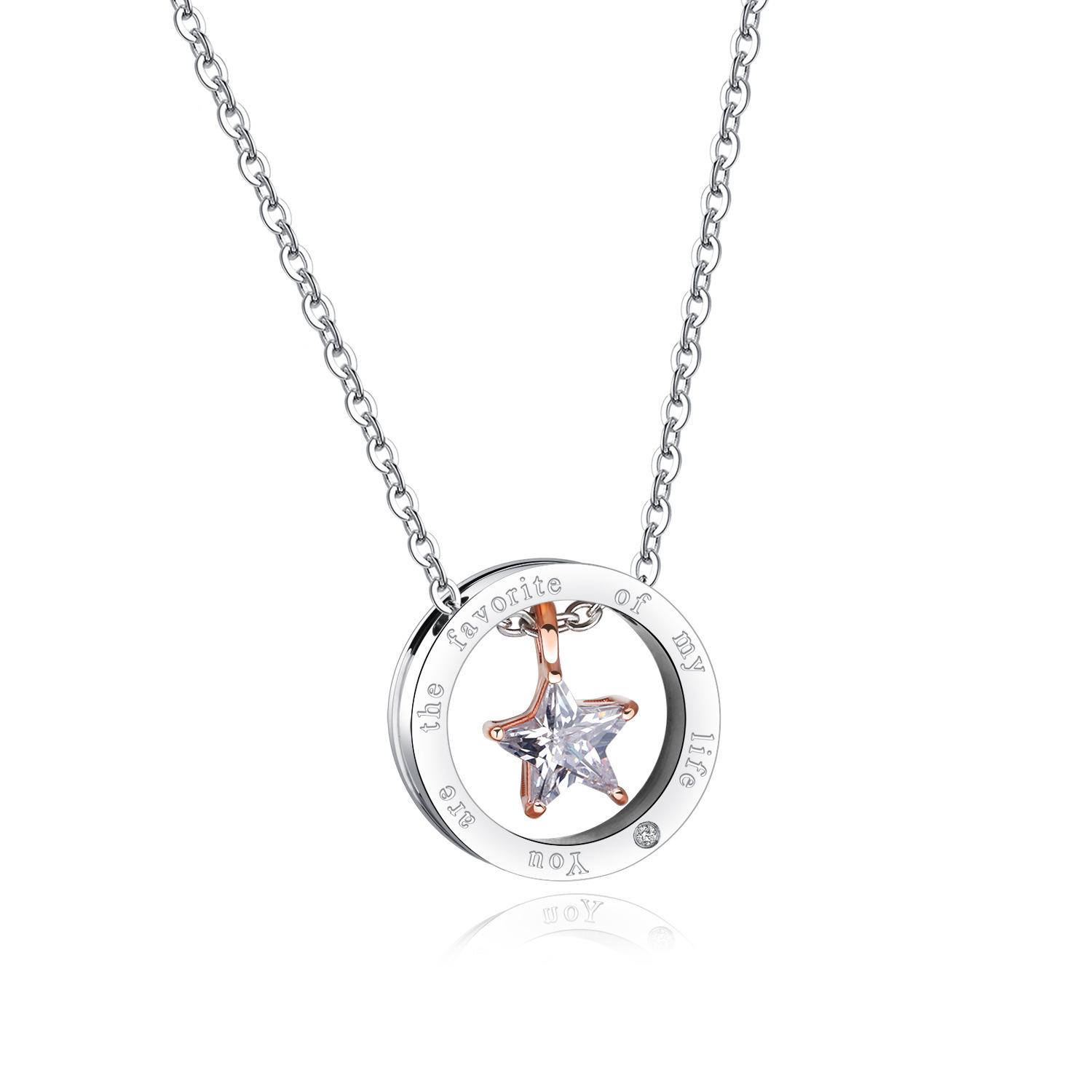 

Дизайнерское ожерелье для пары из нержавеющей стали с мини-пентаграммой и бриллиантами в форме звезды и круга