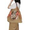 Women's Embroidered Large-Capacity Canvas Tote Bag: Foldable Nylon Crossbody Handbag