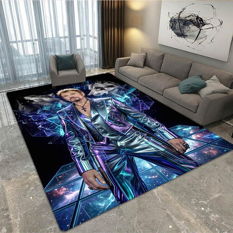 Johnny Hallyday bedruckter Teppich Rutschfester Teppich Außen Teppiche Läufer Heimdekoration Yogamatte Teppich für Schlafzimmer Geburtstagsgeschenk