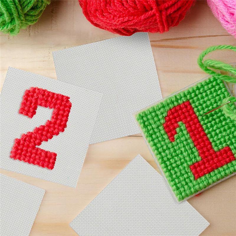 AEE4-4 PCS 14 Count Plastic Mesh Canvas Sheets For Embroidery, White Plastic Needlepoint Canvas (8 X 11 Inches)