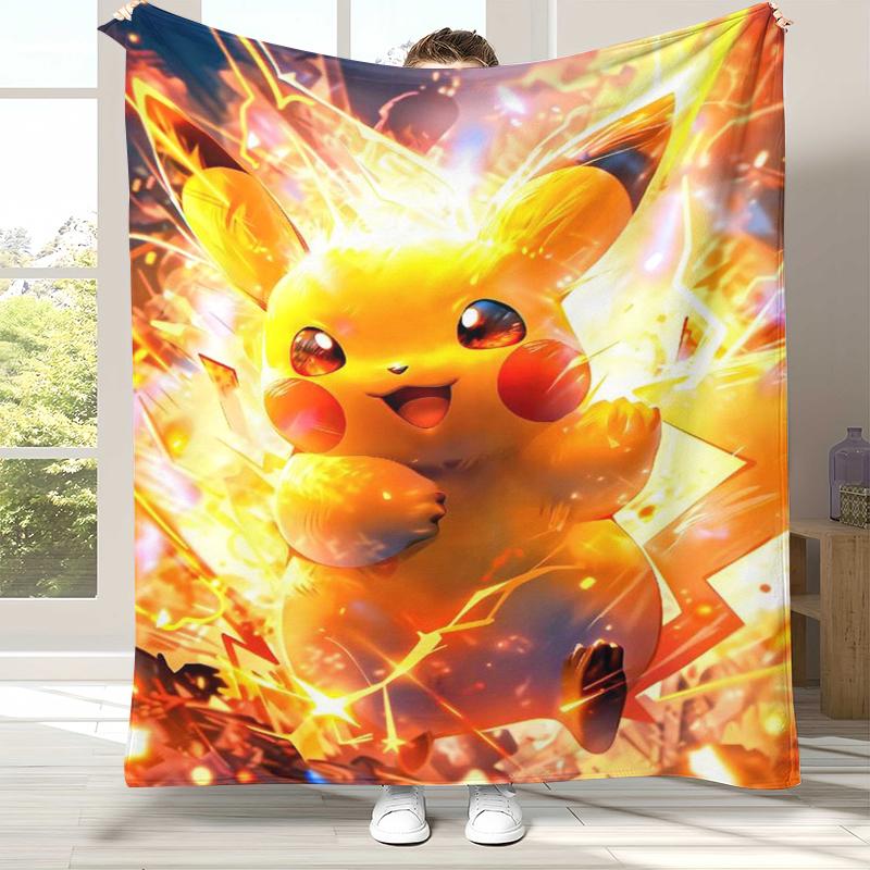 6 Style Pikachu Pokemon Flannel Blanket,Ultra Soft Warm Plush Throw for Home Bedroom Bed Sofa Cover Office Camping Picnic Gift