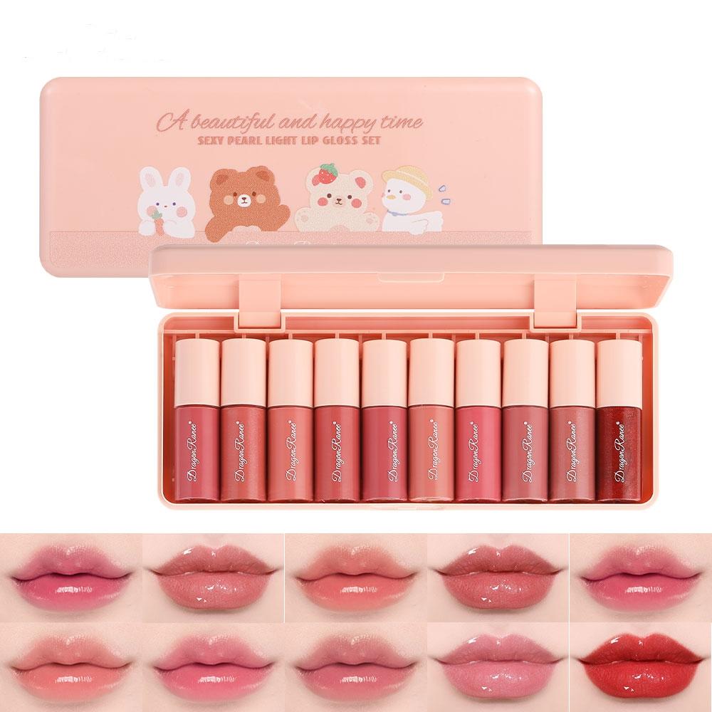 

Cartoon Lip Gloss Set Moisturizing Hydrating Smooth Lips Velvet Matte Long Lasting Lip Tint Makeup Cute Gift Set Cosmetics