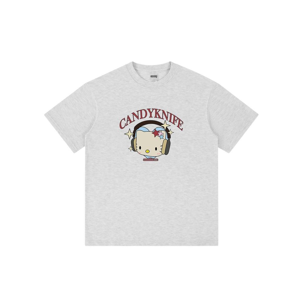 Unisex American Retro Cartoon Kitten Heavyweight Crew Neck T-Shirt