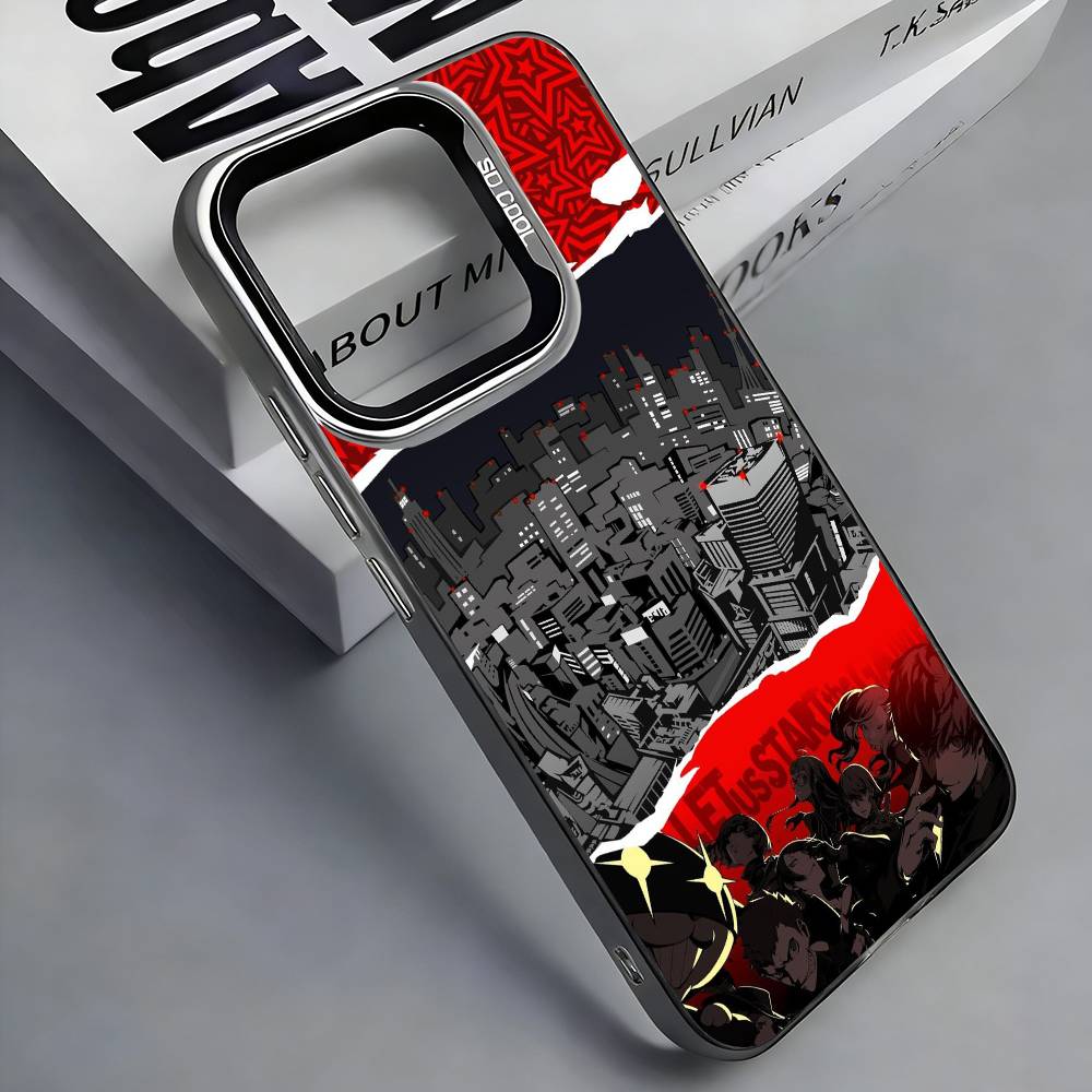 P-Persona 5 Anime Phone Case For iPhone 17, 16,15,14,13,12,11 Plus,Pro Max, Colorful Silver Funda Cover