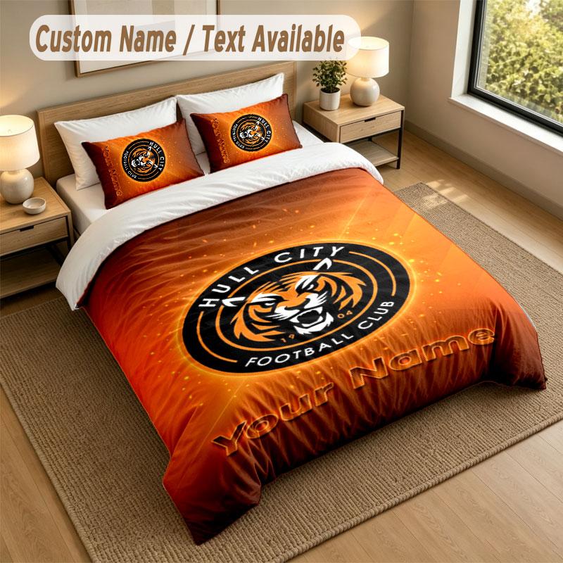 Bedding Set 1 Duvet Cover 2 Pillowcases Hull City Print Soft Bed Linen Bedroom Decor