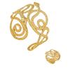Gold Textured Adjustable Snake-Shaped Bracelet & Ring Set with Personalized Design