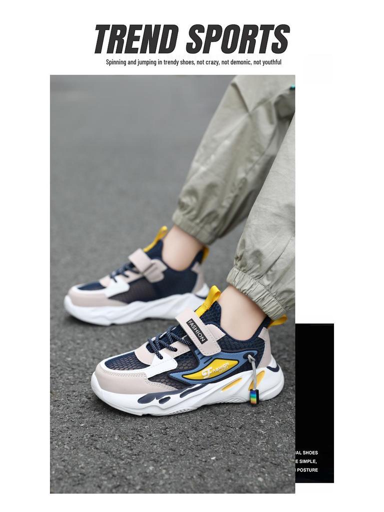 Summer 2025 Boys' Mesh Sports Shoes - Lightweight, Breathable, Soft Sole, Hollow Design for Medium To Large Children