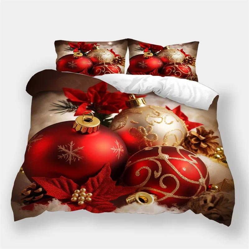 Microfiber Bedding Sets For King Size, Christmas Snowflakes Duvet Cover Set,Queen Snow Deer Comforter Cover,Bed Set For Teen Boy