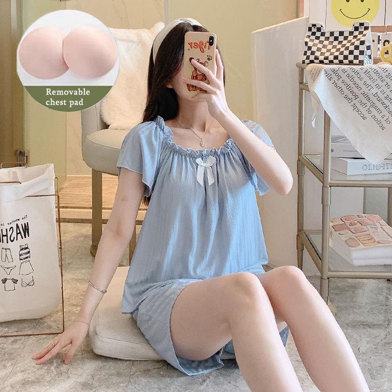 

Женская летняя милая и свободная одежда с короткими рукавами, высококачественный комплект домашней одежды с пижамой с накладкой на грудь L