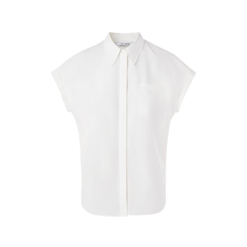 LANCY Women's Elegant Wide-Shoulder Cotton Silk Blend Shirt