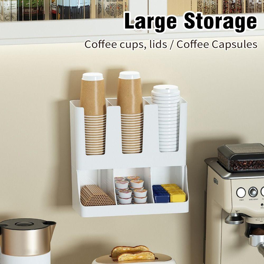 Plastic Paper Cup Storage Rack Wall Mounted Paper Cup Dispenser Straw Organizer  Office