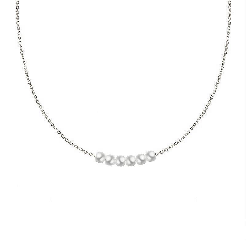 European and American Fashion, Simple Pearl Splicing Chain Necklace, Double-layer Women's Necklace Stacked with Wind Alloy Necklace