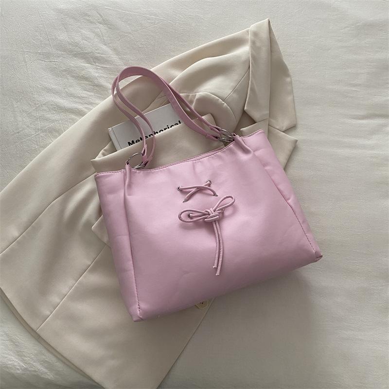 Underarm Handbag Large Capacity Personality Fashion Simple 2025 New Sweet Bow Commuter Shoulder Tote Bag