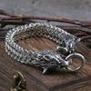 Stainless Steel Retro and Individual Viking Wolf Head Bracelet - Wolf Head Personality Trendy Accessories for Men