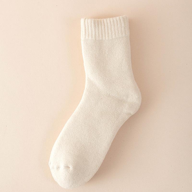 5 Pairs of Female Autumn and Winter New Pure Color Thickened Warm Rabbit Wool Tube Socks