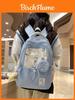 Youth College Style Backpack With Spliced Nylon Material And Features For Schoolgirls