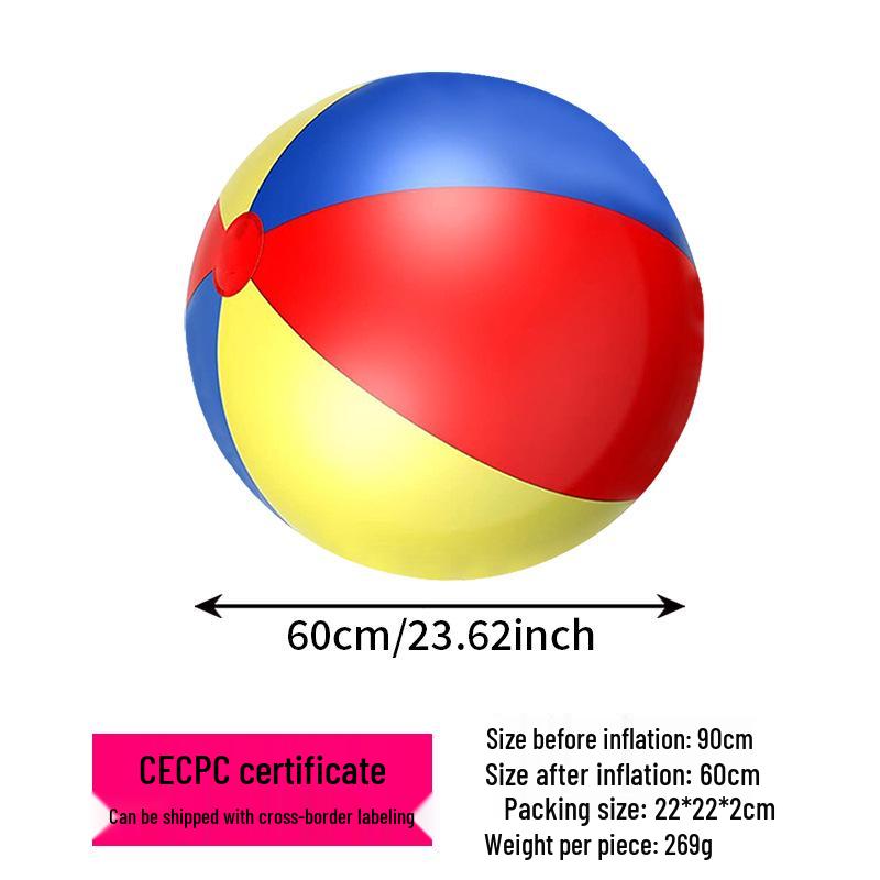 Parent-Child Giant Inflatable PVC Beach Ball - Thick, Colorful Three-Tone Design for Outdoor Fun