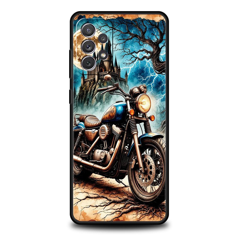 Colors Vintage Motorcycle Painted Phone Case for Samsung Galaxy A73 A55 A53 A51 A35 A33 A32 A25 A23 A22 A15 A13 A17 A07 Soft TPU