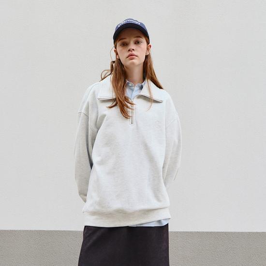 Mind Bridge Men's Half Zip Oversized Long Sleeve Crewneck Sweatshirt MWTS6152