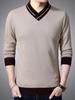 Men's Argyle V-neck Plus Velvet Knitwear - Warm, Soft, and Versatile Base Layer for Autumn and Winter