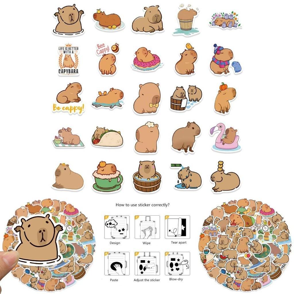 Cute Cartoon Capybara Stickers 50 Pack Waterproof For Skateboards Luggage And Phones