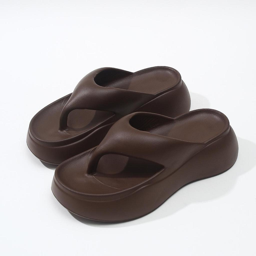 Hao Li Jia Women's Summer Thick Sole Height-Boosting Non-Slip Odor-Resistant EVA Flip Flops
