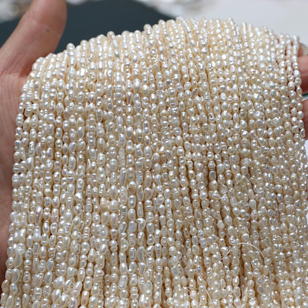 1String, White Natural Freshwater Pearls, Handmade Irregular Pearl Beads for Jewelry Making DIY Necklaces Crafts (Beads 2-3mm, Length 36cm)