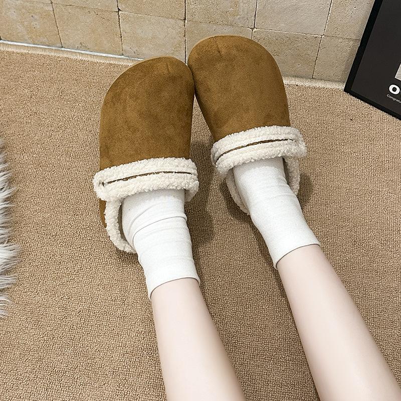 Women's Baotou lightweight and comfortable a footstirrup heightening winter warm cold padded non-slip wear-resistant leisure cotton slippers