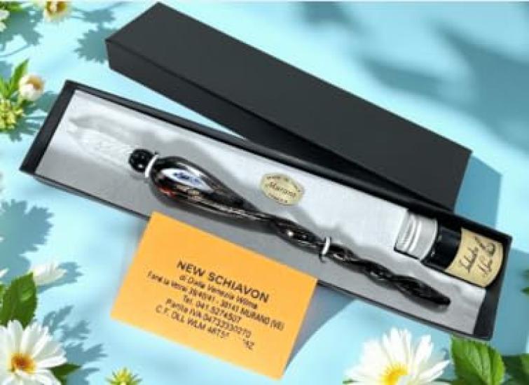 

Італійське Традиційне Майстерство Муранська Венеціанська Скляна Ручка з Оздобленням 24К Золотом