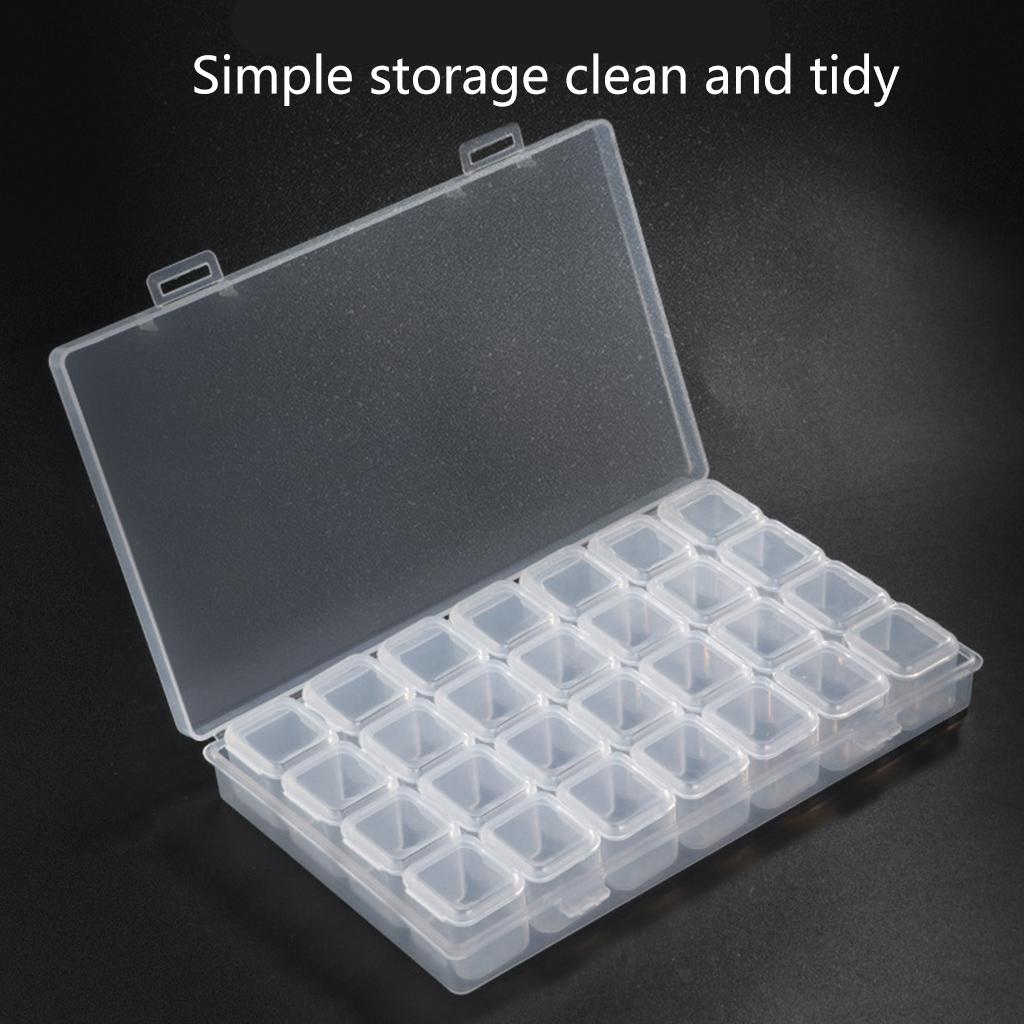 Jewelry Organizer Clear Bead Container 28 Compartments Removable Storage Box