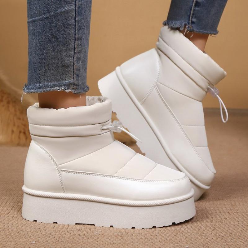 European and American Winter New Thick-soled Velvet Thickened Snow Boots Women's Foreign Trade Large-size Warm Elastic Buckle Short Boots Cotton Shoes