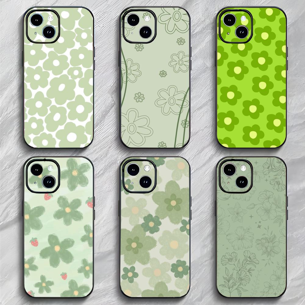 Sage Green Groovy Flowers Art Phone Case Phone Case Soft Packaging Lightweight For iPhone17 16 15 14 13ProMax