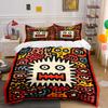 Quirky monsters with colorful background Print Bedding Set 1 Duvet Cover 2 Pillowcases for Adult and Children Luxury Gift