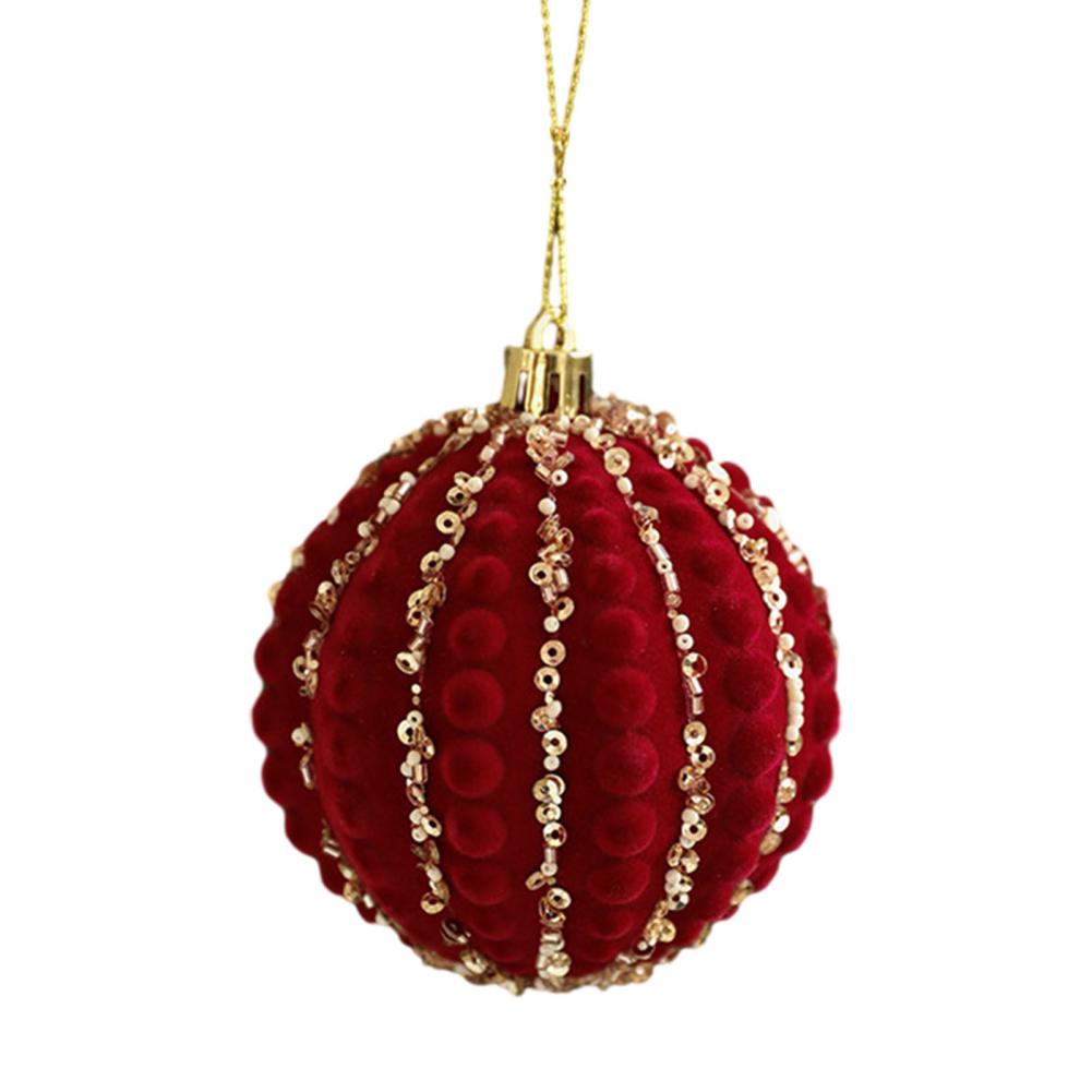 Christmas Ornaments Red Flocking Bell Wreath Snowfall Elk Pendant Snowy Winter Decor for Tree Hanging