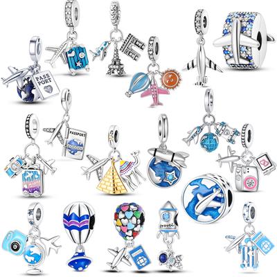 Copper Plated Travel Airplane Plane Pendants Fit Original Pandora Bracelet Diy Beads For Women Jewelry Gift