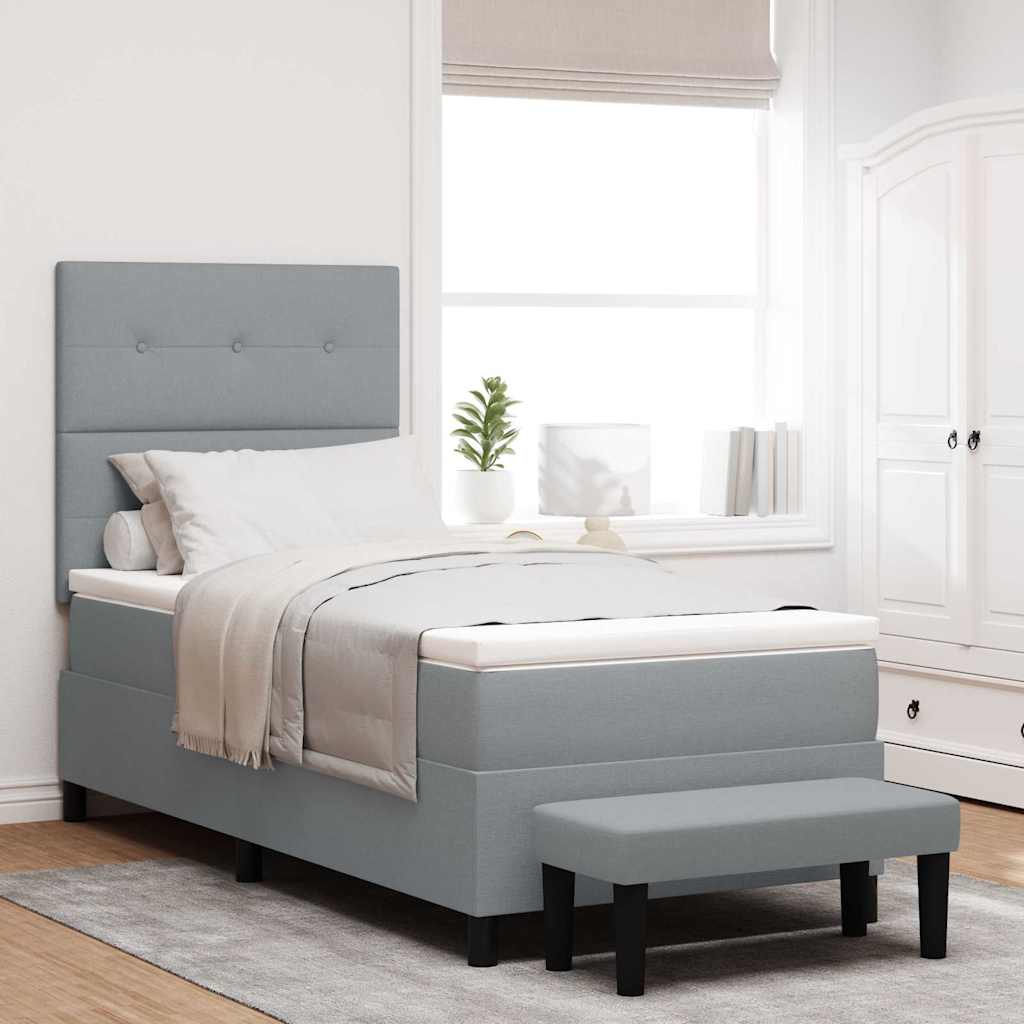 Boxspring Bed with Headboard Light Gray 100 x 200 cm Fabric