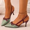 Sexy Pointed Toe Women's Thin High Heels Shoes 2025 Fashion Bow Women Dress Shoes Female Sandals Summer Slingbacks Pumps Ladies