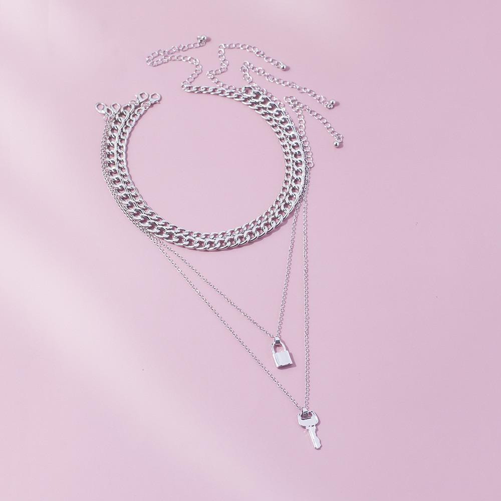 Stunning Multi-layer Alloy Key Pendant Necklace For Women Elegant Fashion Jewelry
