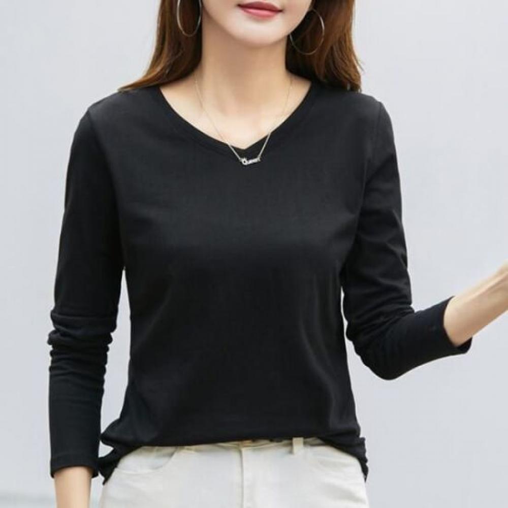 NaVaVa Women S Simple baSic Solid V Neck Long SleeVe T ShirT nT3022