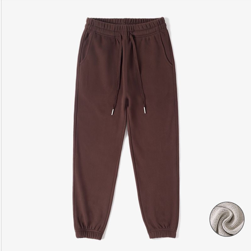 Spring Red Pure Cotton Casual Female Winter Fleece-Lined Track Pants
