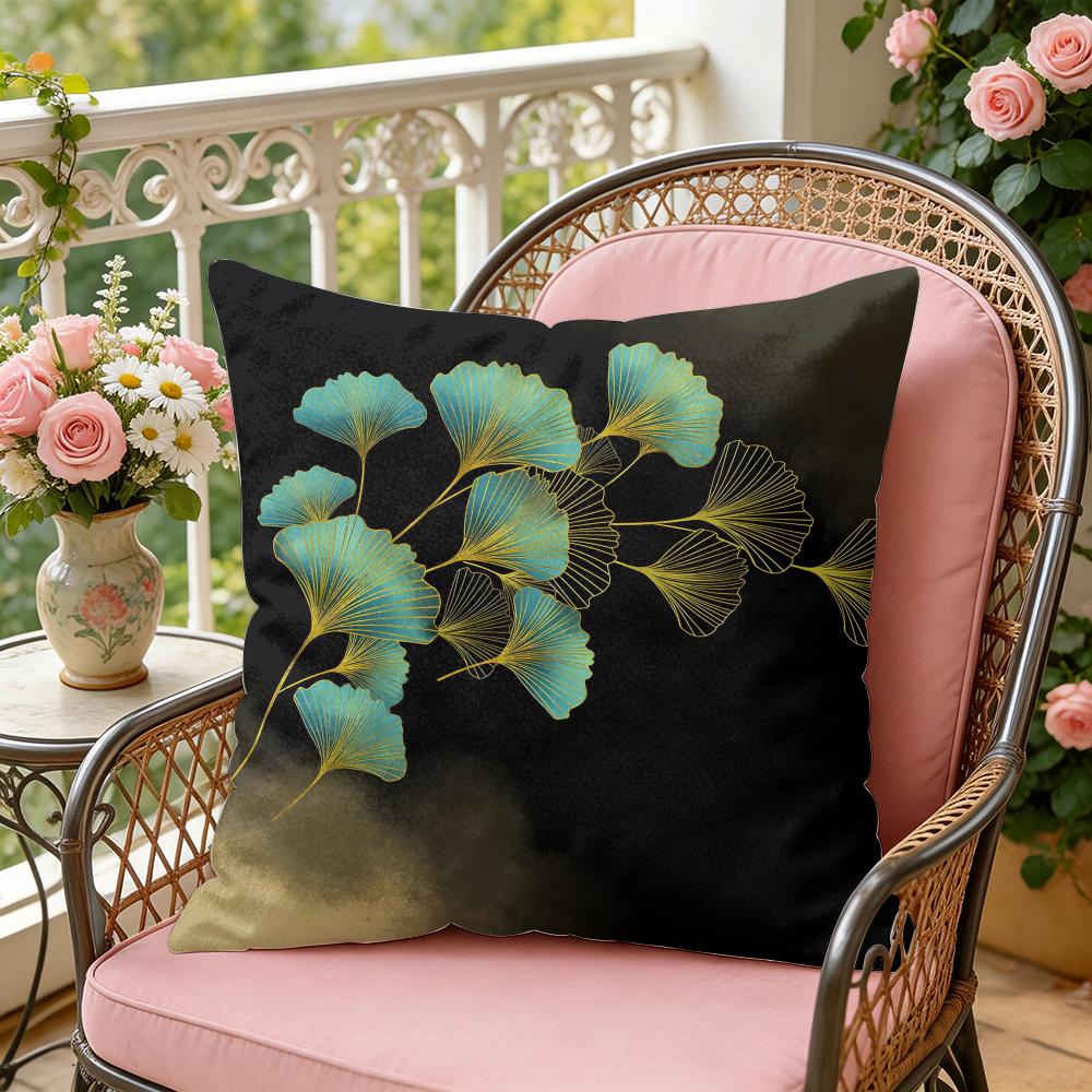 Ginkgo Leaves Cushion Cover Soft Plush Throw Pillow Cover DoubleSided Decorative Cushion Case Sofa Bedroom Home Decor
