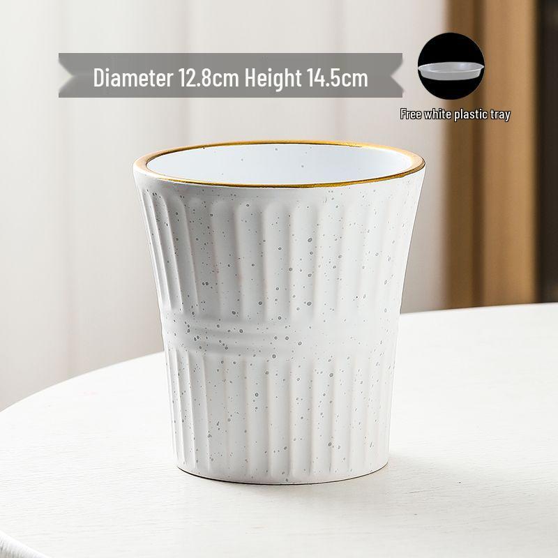 Nordic High-Leg Ceramic Orchid Pot: Durable, Artistic for Home or Balcony Use