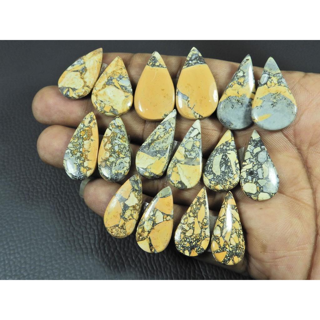 11X23-15X28MM Natural Maligano Jasper Pear Cabochon Loose Gemstone 8Pair Lot C-3957
