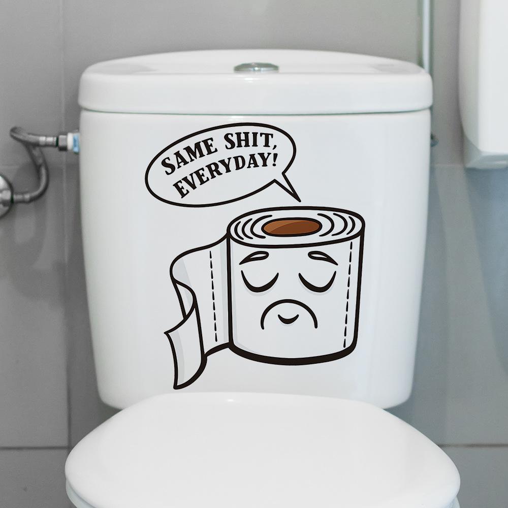Simple Black and White Wall Sticker Toilet Bathroom Decoration Self-adhesive Waterproof PVC Toilet Sticker