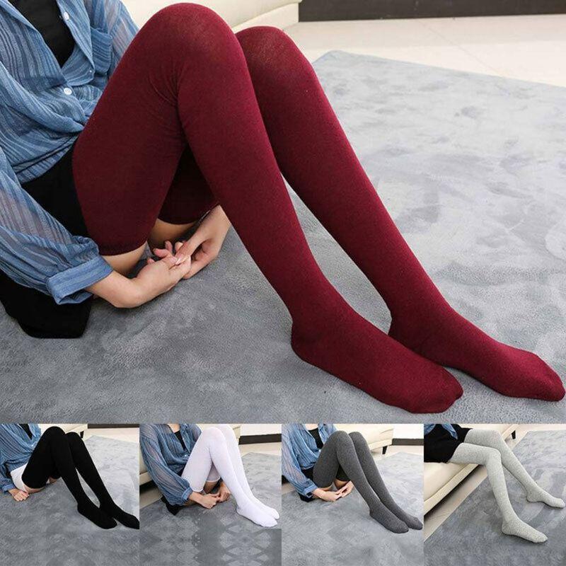 Fashion Cotton Autumn and Winter Stockings Solid Extra Long Thigh High Over the Knee Socks Cotton Stockings Women