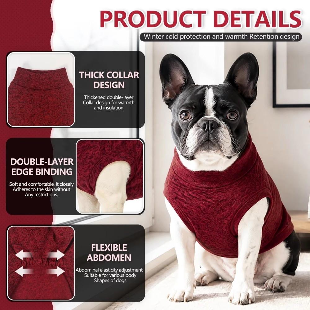 High Neck Dog Winter Turtleneck Sweater Stretchy Pet Home Apparel Dog Sleeveless Outfit Daily Play