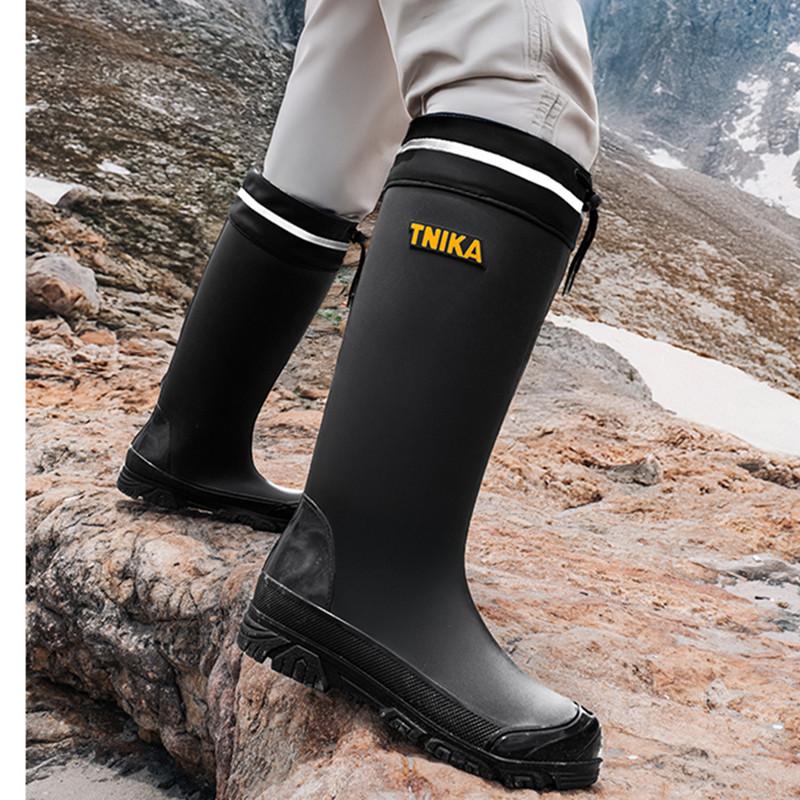 Mountain men's high tube rain shoes German all-round flat-bottomed comfortable wading shoes extra high rubber shoes non-slip trend rain boots