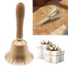 Loud Brass Handbell Hand Call Bell with Wooden Handle for Wedding Animal Training Dinner Meditation Musical Teaching Service