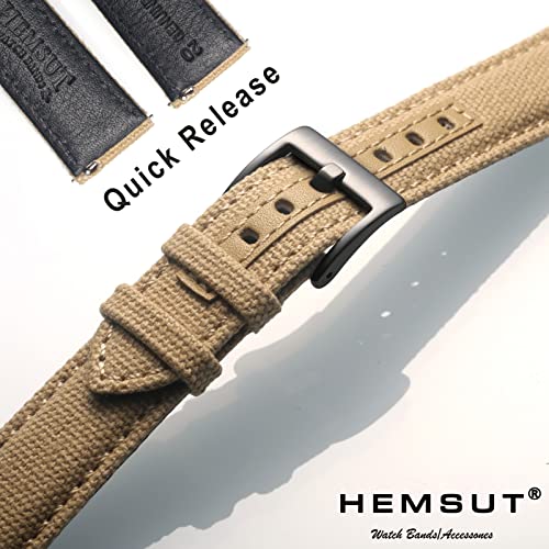 Hemsut 20mm Watch Band for Men, Military Canvas Watch Band, Quick Release Watch Strap, Fabric Sports Replacement