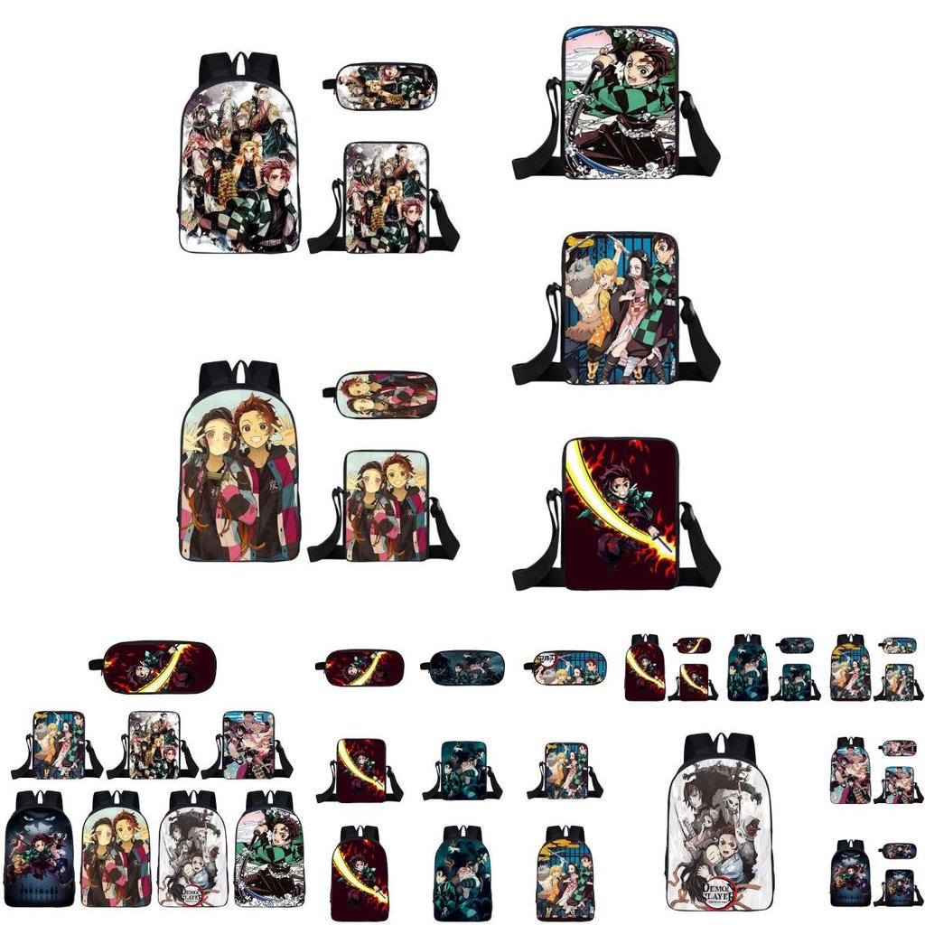 Fashionable Demon Slayer Backpack With Spacious Compartments And Cartoon Pattern Design